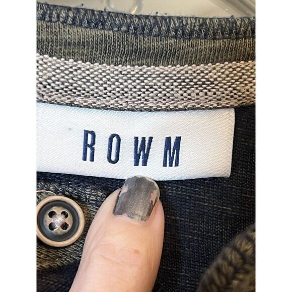 Rowm Henley Shirt Mens Large Blue Cotton Fitted Long Sleeve Pullover. X - Picture 4 of 8